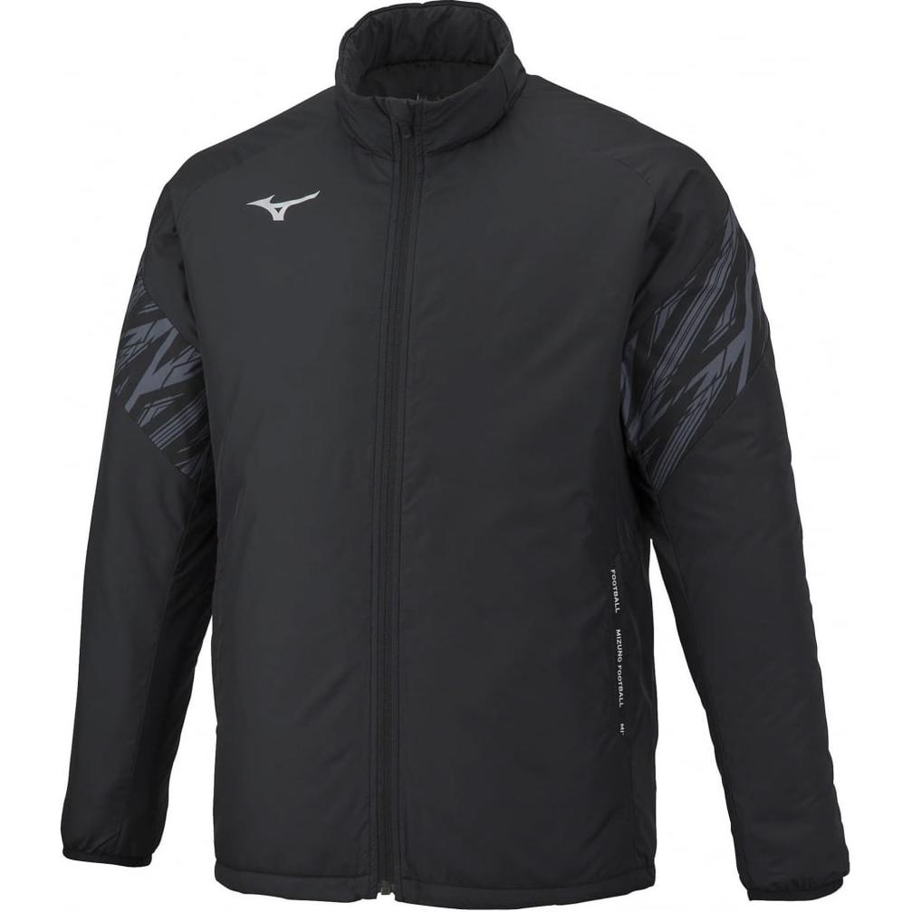 Mizuno Black Zip-Up Jacket with Logo Print and Stand Collar P2ME252009