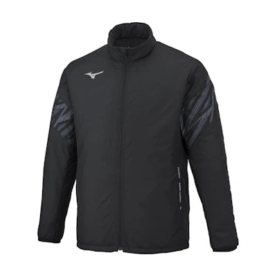 Mizuno Black Zip-Up Jacket with Logo Print and Stand Collar P2ME252009
