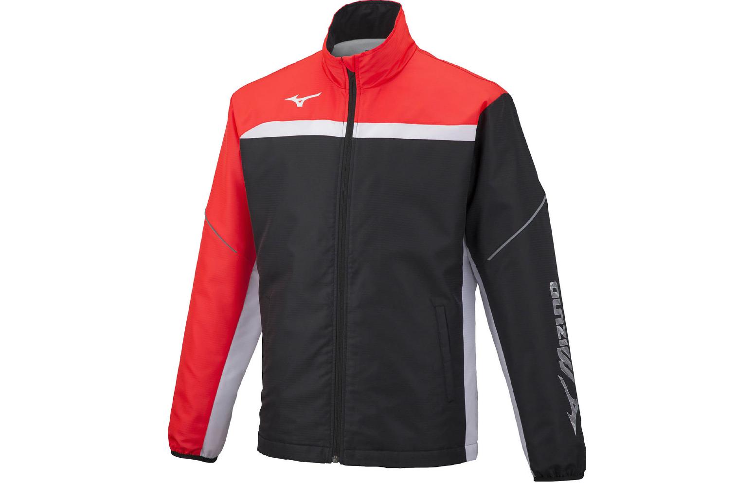 Mizuno Black Zip-Up Letter Print Track Jacket with Pockets 62JE250296