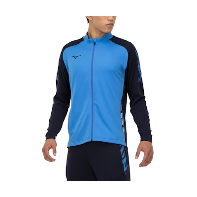 Mizuno Blue Colorblock Logo Stand Collar Zip Jacket Unisex Long Sleeve P2MC203525
