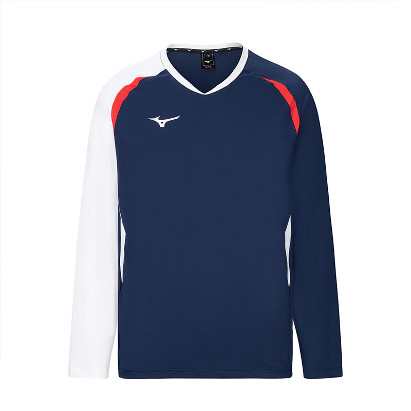 mizuno-breathable-quick-dry-long-sleeve-badminton-shirt-unisex-blue-red-white-c2-ca-43-z128
