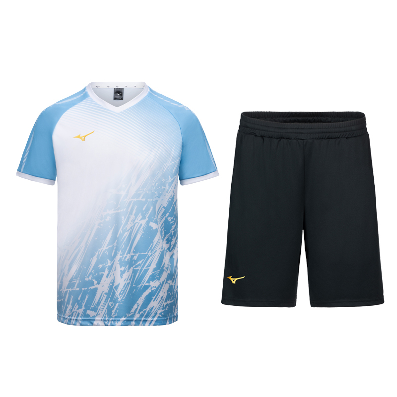 Mizuno Breathable V-neck Badminton Shirt & Casual Sports Set Unisex. V2CG43Z3