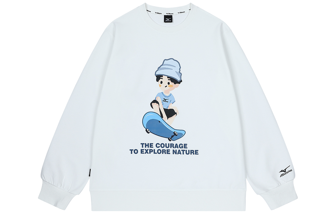 Mizuno Cartoon Skateboard Print Crewneck Sweatshirt Unisex A2CA2543