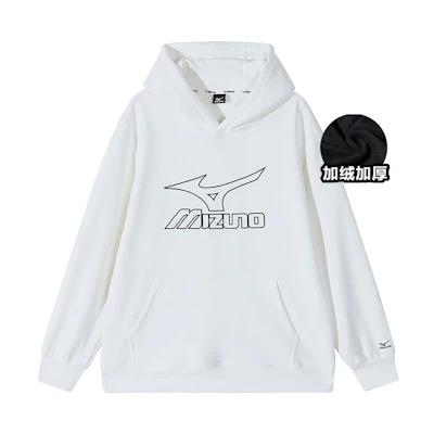 Mizuno Classic Logo Print Fleece-Lined Hoodie Unisex Outdoor Pullover A2CA2647