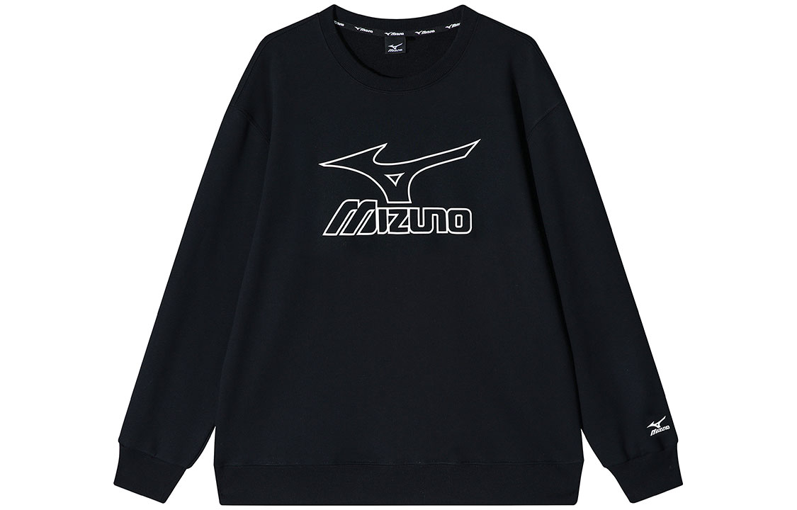 Mizuno Classic Logo Print Oversized Fleece Sweatshirt Unisex Outdoor Crewneck A2CA2642