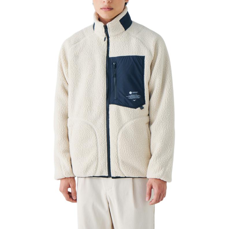 Mizuno Cream White Loose Fit Full-Zip High Collar Jacket B2MCA501-03