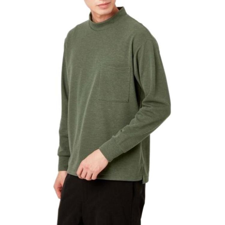 Mizuno Crewneck Pullover Sweatshirt Seaweed Green with Logo Print B2MA2531-73