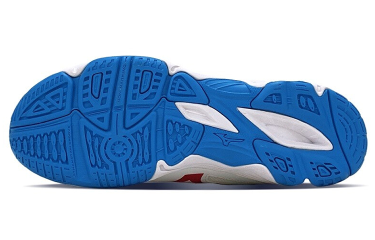 Details for Mizuno Cyclone Speed White Blue Red 'Non-Slip Breathable Badminton Training' V1GA218125