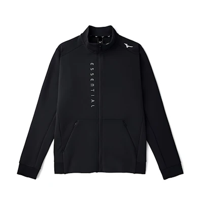 Mizuno ESSENTIAL Black Logo Print High Collar Zip Sports Jacket K2CC21A5-09