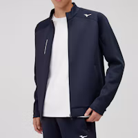 Sizing Mizuno ESSENTIAL Navy Full-Zip Track Jacket Activewear with Logo Print K2CC41A114