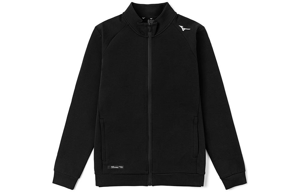 Mizuno Essential Series Black Logo Print Zip-Up Jacket for Men K2CC24A409