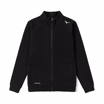 Mizuno Essential Series Black Logo Print Zip-Up Jacket for Men K2CC24A409