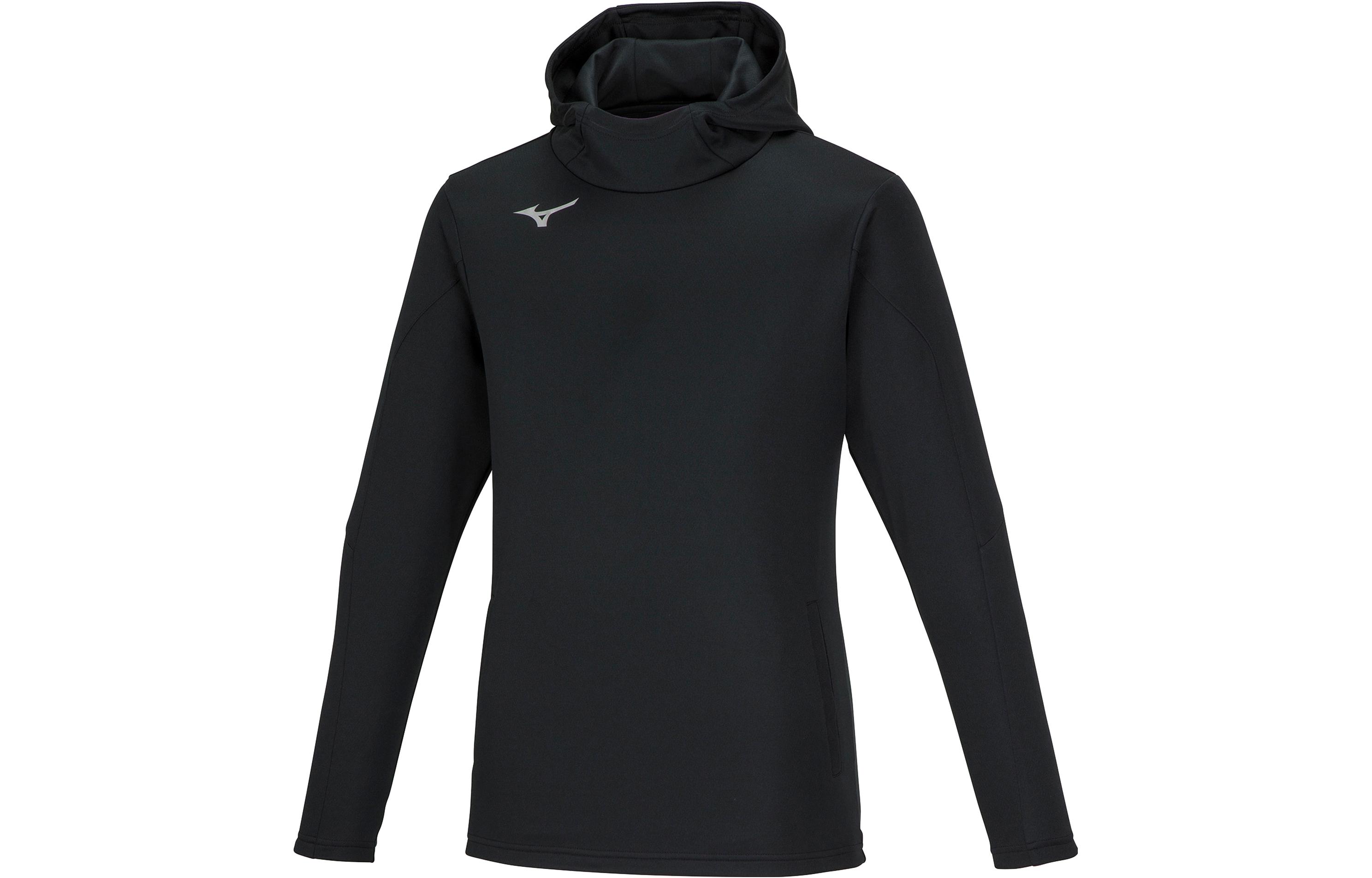 Mizuno FW23 Black Soft Knit Pullover Hoodie with Minimalist Logo 32MCA119-09