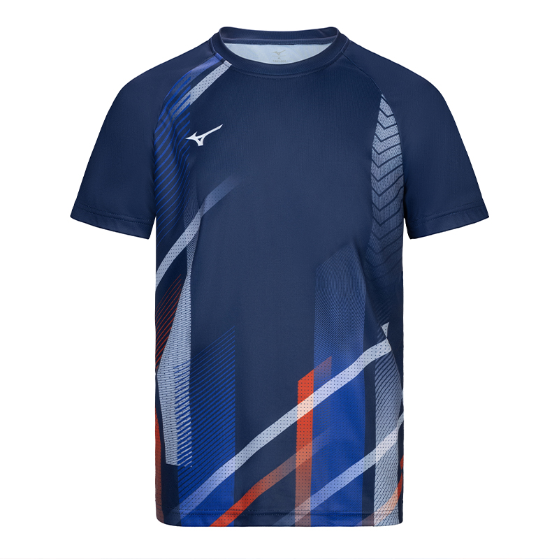 Mizuno Geometric Logo Casual Crewneck Badminton T-Shirt Unisex - Dark Blue 72CA36Z128