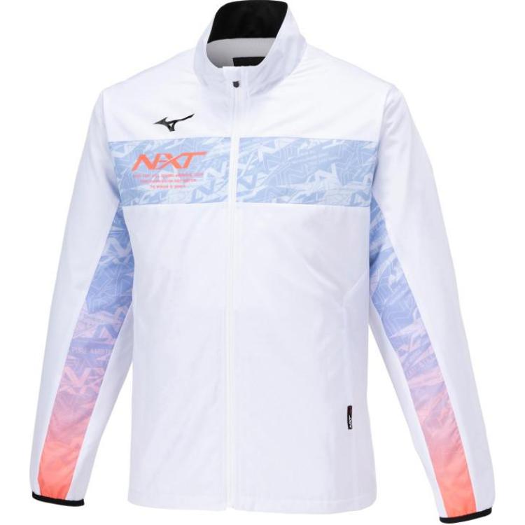 Mizuno Gradient Logo High-Neck Zip-Up Retro Jacket Unisex - White 32JEA74001