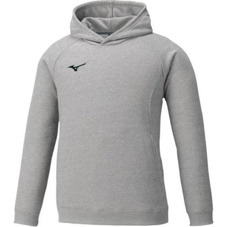 Mizuno Gray Hoodie with Embroidered Logo Long Sleeve Pullover 32MC0176-05