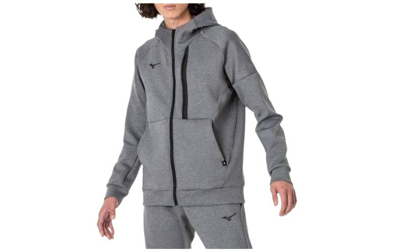 Mizuno Grey Solid Color Zip-Up Hoodie Jacket 32MCA050-06