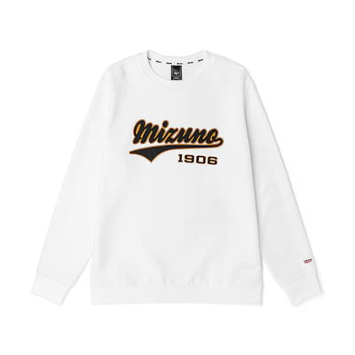Mizuno Heritage Baseball Crewneck Sweatshirt White - Unisex Vintage Style D2CC19H501