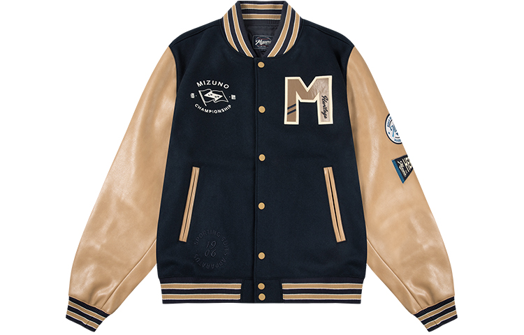 Mizuno HERITAGE Logo Oversized Padded Navy Baseball Jacket for Men D2CE24H315
