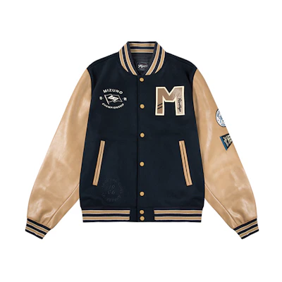 Mizuno HERITAGE Logo Oversized Padded Navy Baseball Jacket for Men D2CE24H315