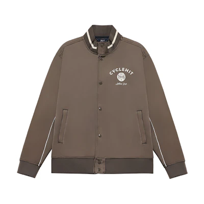 Mizuno HERITAGE Olive Green Letter Print Loose-Fit Long-Sleeve Jacket D2CE34H1-38