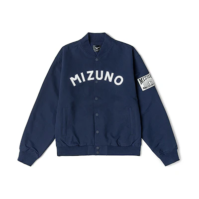 Mizuno Heritage Outdoor Retro Letter Print Woven Jacket Navy Blue Unisex D2CE23H114