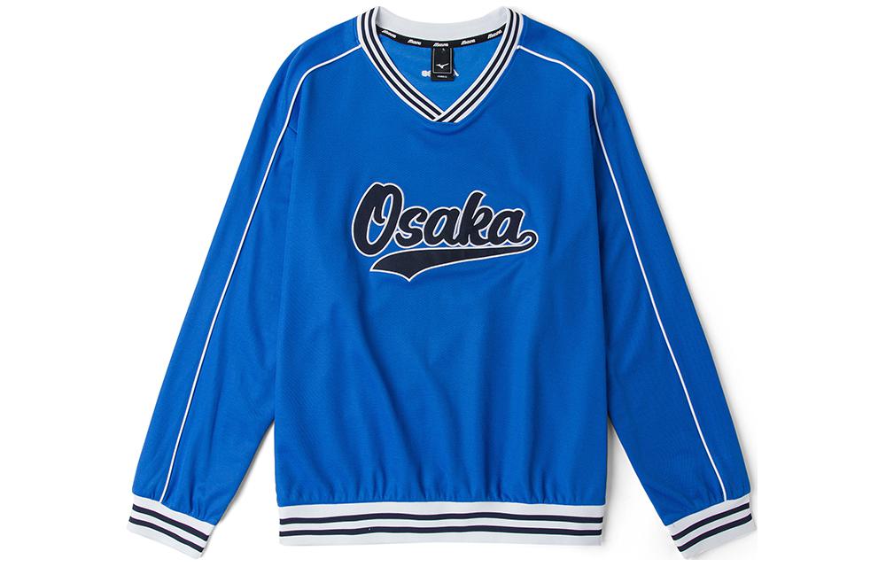 Mizuno Heritage Pastel Blue Graphic Pullover Sweatshirt Unisex Casual Outdoor D2CC23H6-21