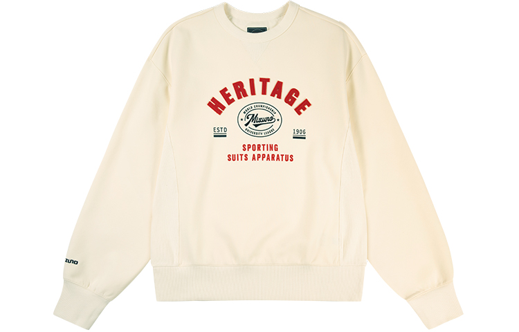 Mizuno Heritage Unisex Beige Crewneck Knit Long-Sleeve Sweatshirt D2CC26H202