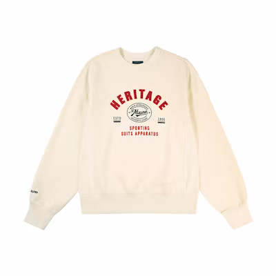 Mizuno Heritage Unisex Beige Crewneck Knit Long-Sleeve Sweatshirt D2CC26H202