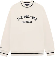 Mizuno HERITAGE Unisex Oversized Pullover Knit Sweatshirt Coconut White D2CC36H116 Mizuno HERITAGE Unisex Oversized Pullover Knit Sweatshirt Coconut White D2CC36H116