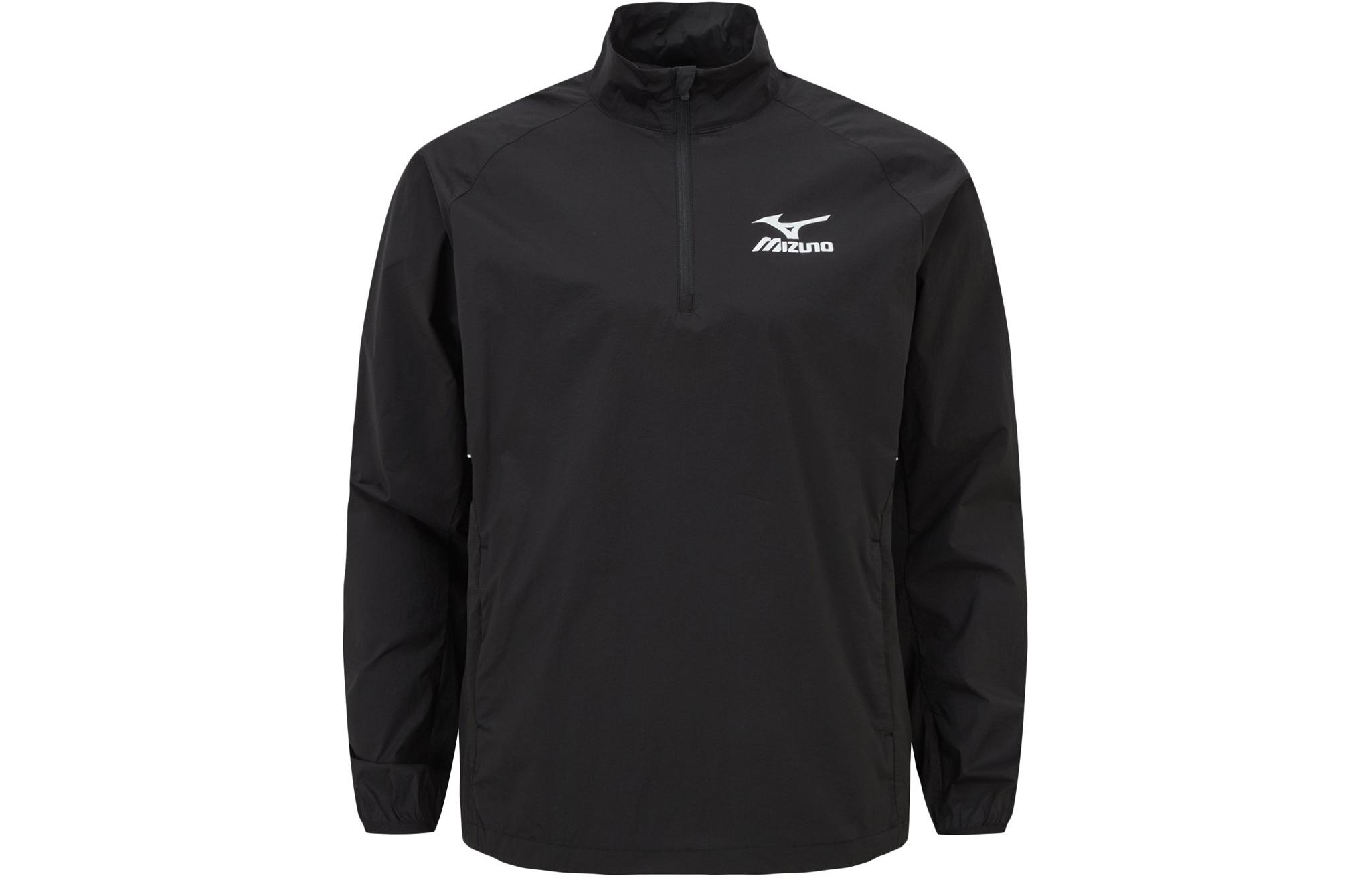 Mizuno Logo High-Neck Half-Zip Long-Sleeve Jacket Unisex Black 32YE414209