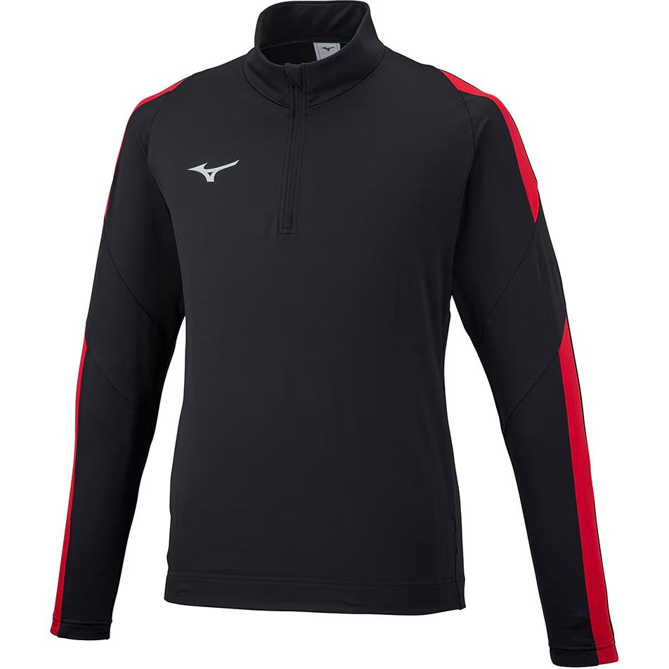 Mizuno Logo Print Mock Neck Long Sleeve Sweatshirt Black () P2MC258096