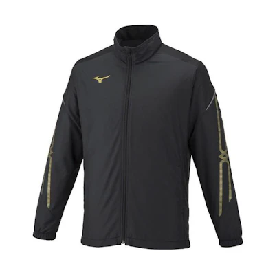 Mizuno Logo Print Zip-Up High Neck Jacket Unisex Black Gold 32ME263-109