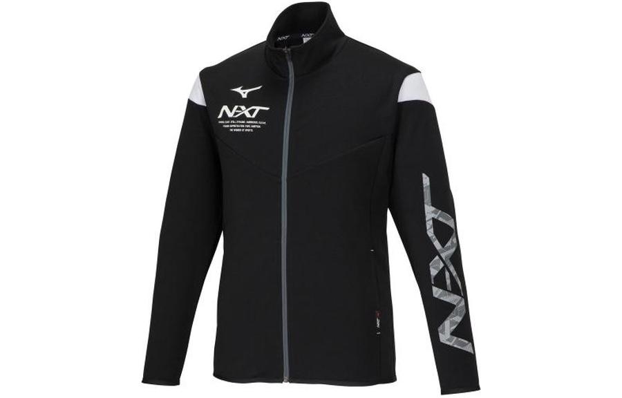 Mizuno Logo Printed Zip Jacket Unisex Black Long Sleeve 32JCA21009