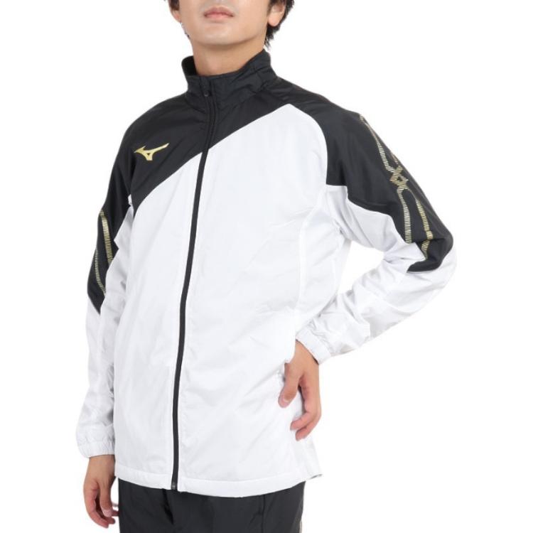 Mizuno Logo Stand Collar Retro Zip Jacket White Unisex 32MEA631-01
