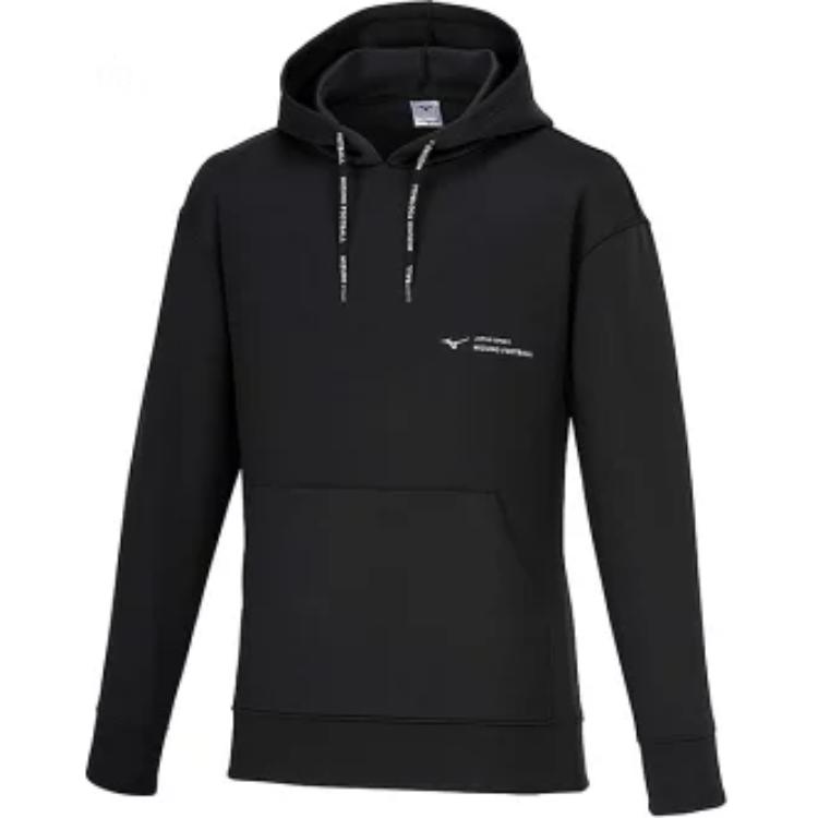 Mizuno Logo Unisex Pullover Hoodie Black Long Sleeve P2MCB065-09
