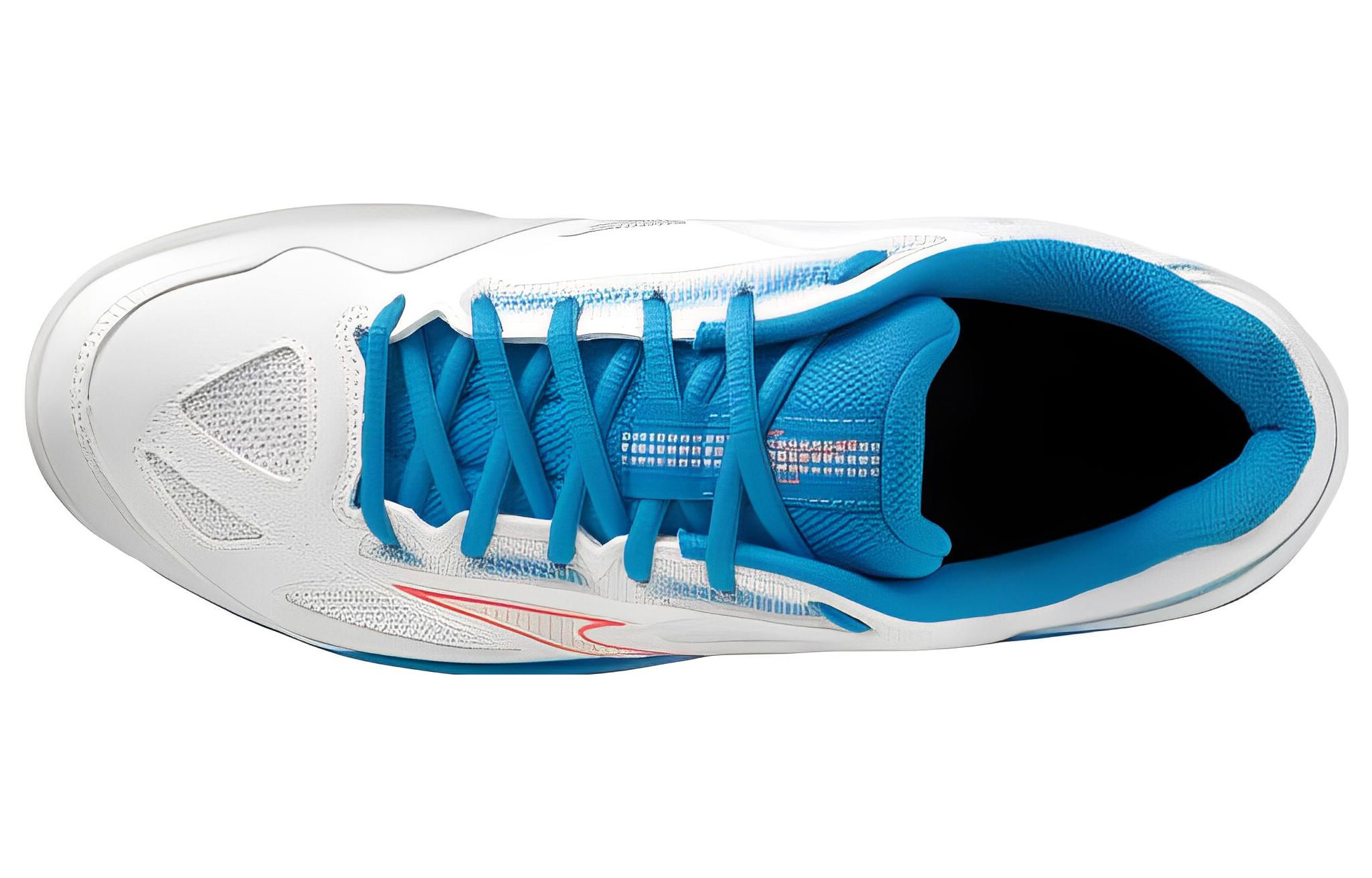 Lookbook 미즈노 화이트 블루 로우탑 테니스화 (Mizuno White Blue Low-top Tennis Shoes) 61GA234025