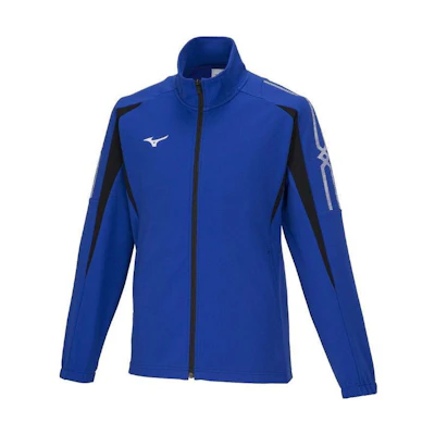 Mizuno MC Line Blue Loose-Fit Printed Zip-Up Jacket with Stand Collar 32MCA14025S