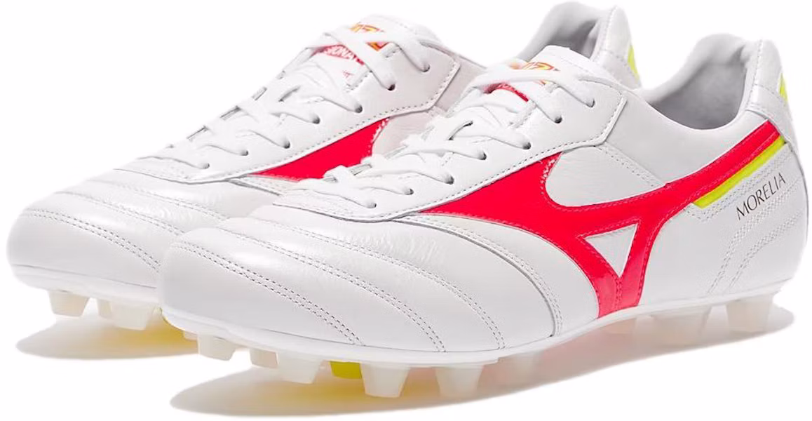Mizuno Morelia 2 FG 減震耐磨防滑輕便 足球鞋 男款 白紅 Lookbook Mizuno Morelia 2 FG 減震耐磨防滑輕便 足球鞋 男款 白紅