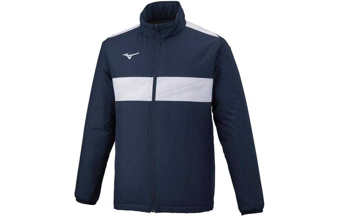 Mizuno Navy Blue Logo Stripe Print Half-Zip Jacket Unisex P2ME259014