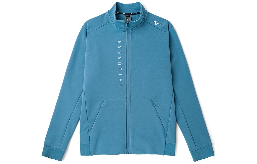 Mizuno Navy Grey Logo Print Zip-Up Sports Jacket Long Sleeve Casual Wear K2CC21A5-27