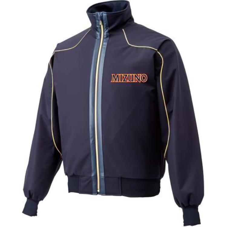 Mizuno Navy Striped Logo Print Raglan Zip-Up Jacket Unisex 12JE4G01-14