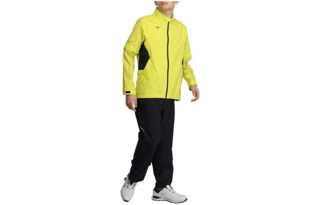 Mizuno Nexrite Rain Plus Logo Print Zip-Up Jacket Yellow Long Sleeve 52MG1A0144