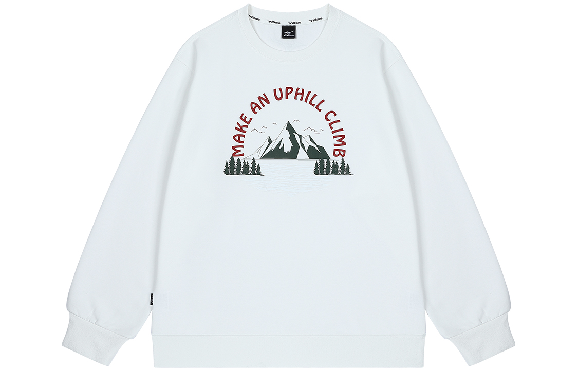 Mizuno Outdoor Japanese Snowy Mountain Print Loose Pullover Sweatshirt Unisex A2CA2545
