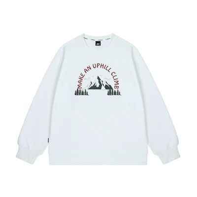 Mizuno Outdoor Japanese Snowy Mountain Print Loose Pullover Sweatshirt Unisex A2CA2545
