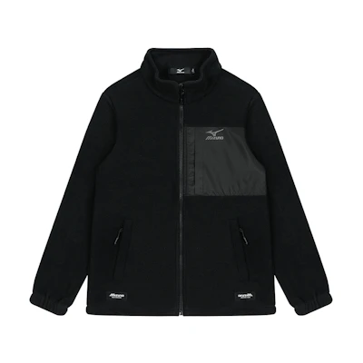 Mizuno Outdoor Logo Print Zip-Up Fleece Jacket - Unisex Warm Outerwear A2CC2509