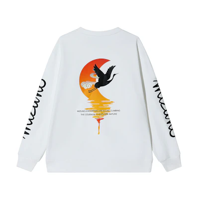 Mizuno Outdoor Sunset Logo Print Fleece Crewneck Sweatshirt Unisex Winter Style A2CA2643
