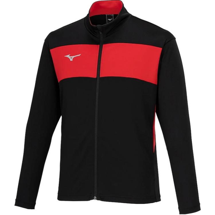Mizuno Patchwork Logo Stand Collar Jacket Unisex Black Long Sleeve P2MCB090-96