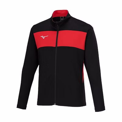 Mizuno Patchwork Logo Stand Collar Jacket Unisex Black Long Sleeve P2MCB090-96