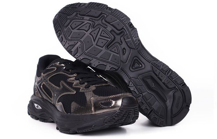 Details for 美津浓 Racer S 復古做舊 網布反毛皮減震防滑耐磨透氣輕便 低幫 休閒跑步鞋 男女同款 黑金